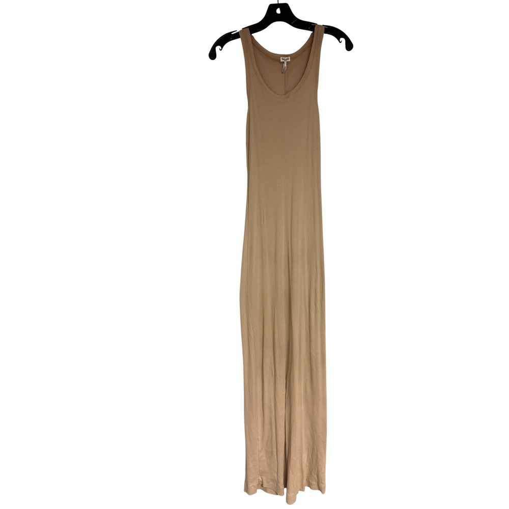 Splendid Tan Ribbed Supima Cotton Tank Maxi Dress SD1Q3924SB Made in USA Small